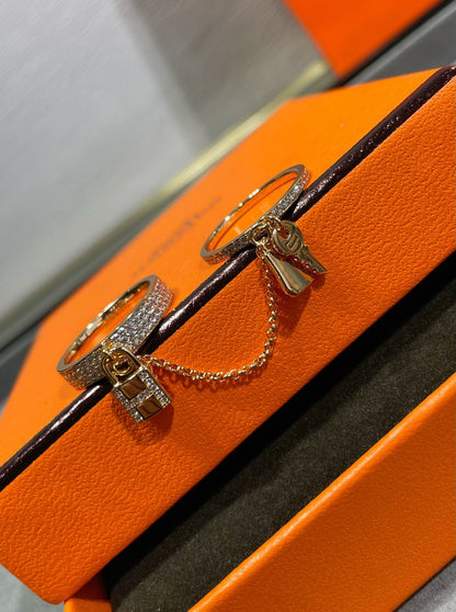 [Charm Aries Jewelry]HM KELLY CLOCHETTE DOUBLE RING IN  WITH DIAMONDS