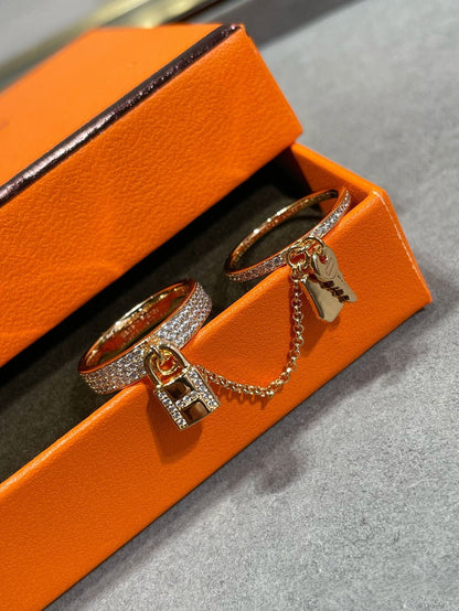 [Charm Aries Jewelry]HM KELLY CLOCHETTE DOUBLE RING IN  WITH DIAMONDS