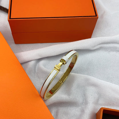 [Charm Aries Jewelry]CLASSIC HM CLIC WHITE 8MM ENAMEL BRACELET