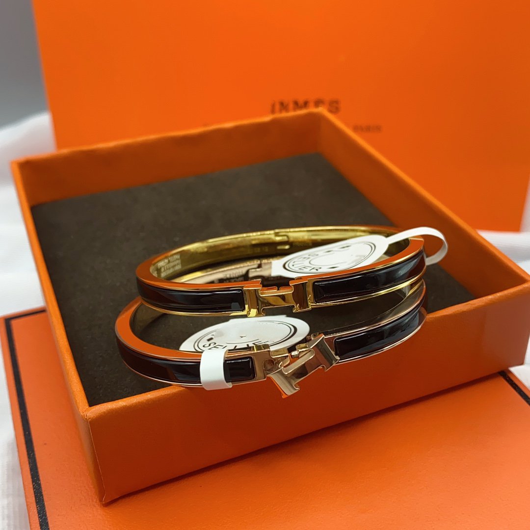 [Charm Aries Jewelry]CLASSIC HM CLIC BLACK 8MM ENAMEL BRACELET