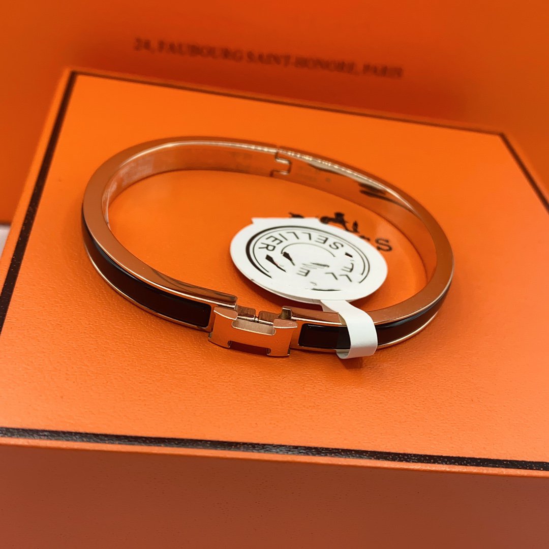 [Charm Aries Jewelry]CLASSIC HM CLIC BLACK 8MM ENAMEL BRACELET
