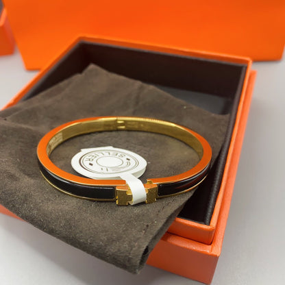 [Charm Aries Jewelry]CLASSIC HM CLIC BLACK 8MM ENAMEL BRACELET