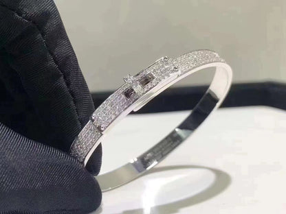 [Charm Aries Jewelry]HM KELLY BRACELET IN SILVER AND FULL PAVE DIAMOND