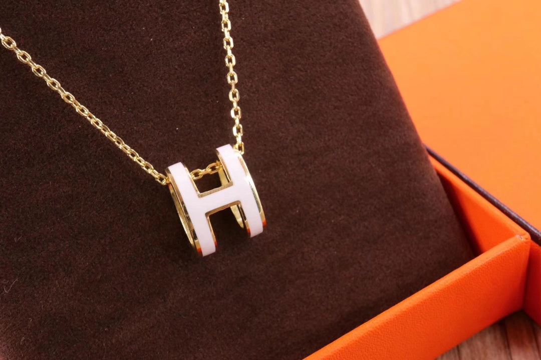 [Charm Aries Jewelry]HM CLIC YELLOW ENAMEL GOLD NECKLACE