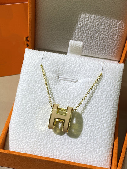 [Charm Aries Jewelry]HM CLIC YELLOW ENAMEL GOLD NECKLACE