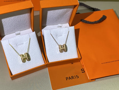 [Charm Aries Jewelry]HM CLIC YELLOW ENAMEL GOLD NECKLACE