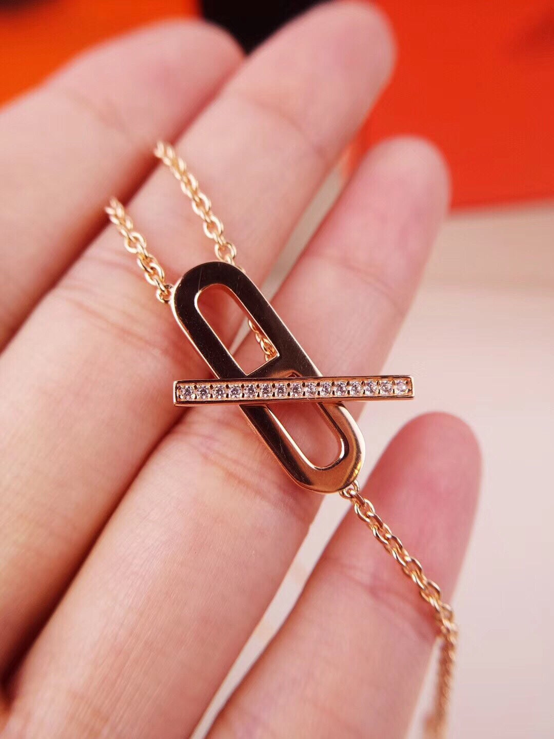 [Charm Aries Jewelry]HM FIRE PIG NOSE NECKLACE TRENDY STREET
