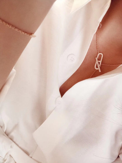 [Charm Aries Jewelry]HM FIRE PIG NOSE NECKLACE TRENDY STREET
