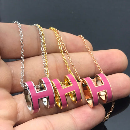 [Charm Aries Jewelry]H NECKLACE PINK