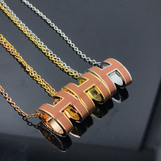[Charm Aries Jewelry]H NECKLACE BROWN