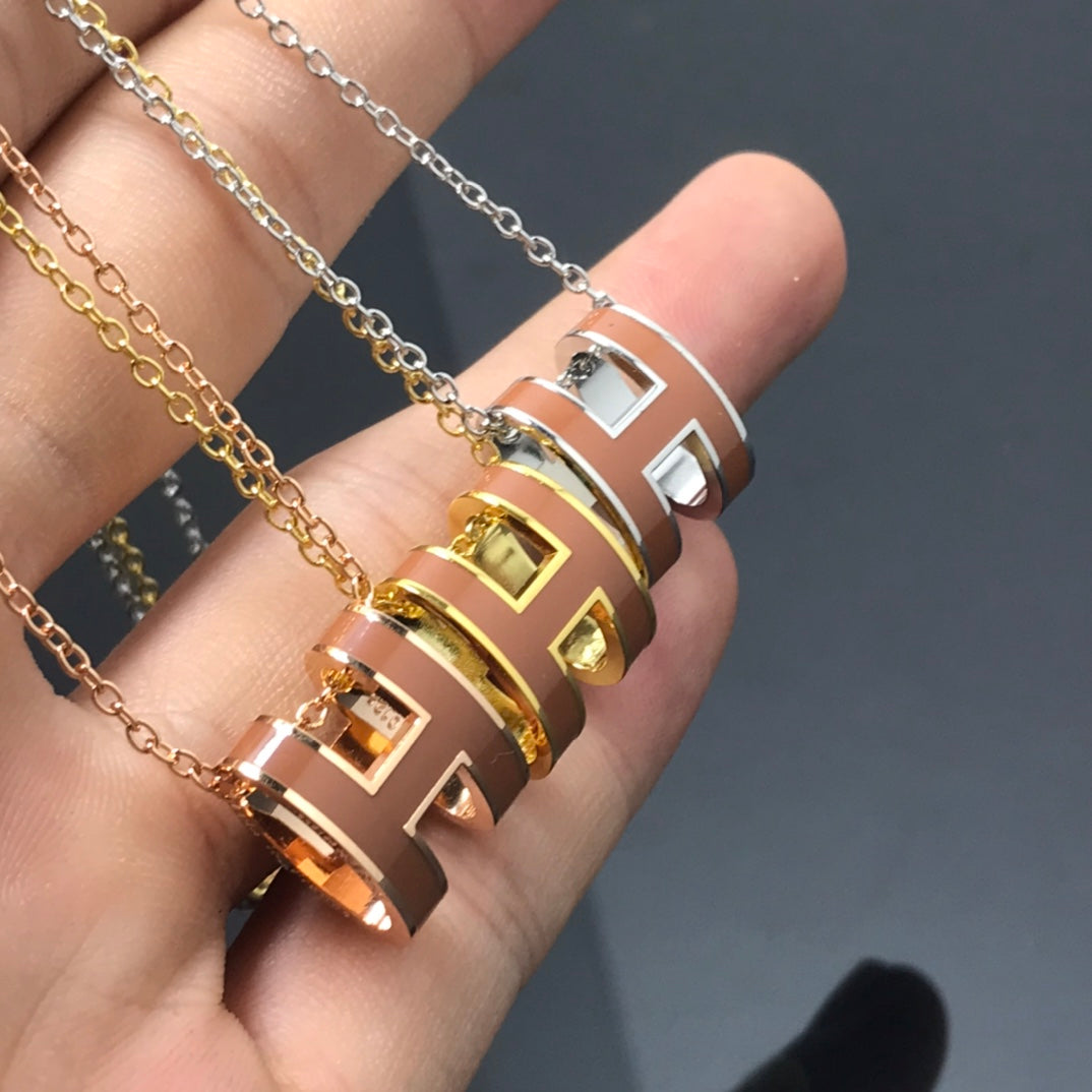 [Charm Aries Jewelry]H NECKLACE BROWN