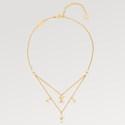 [Charm Aries Jewelry]FLOWERGRAM GOLD MOP DOUBLE ROW NECKLACE