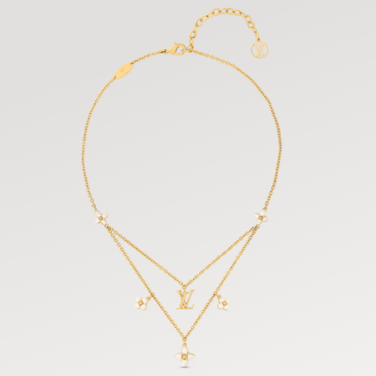 [Charm Aries Jewelry]FLOWERGRAM GOLD MOP DOUBLE ROW NECKLACE