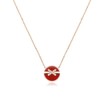 [Charm Aries Jewelry]JEUX DE ROSE GOLD DIAMOND NECKLACE
