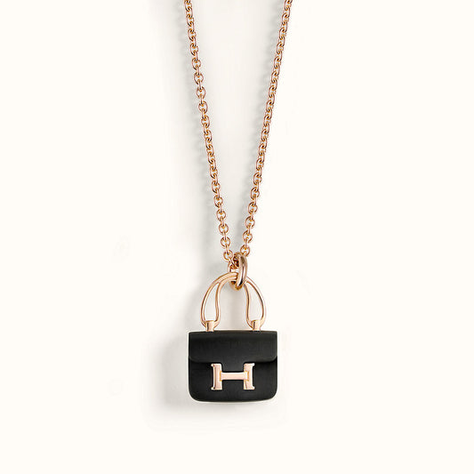 [Charm Aries Jewelry]CONSTANCE BLACK PEDANT PINK GOLD NECKLACE