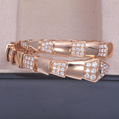 [Charm Aries Jewelry]SERPENTI WIDE BRACELET PINK GOLD DIAMOND
