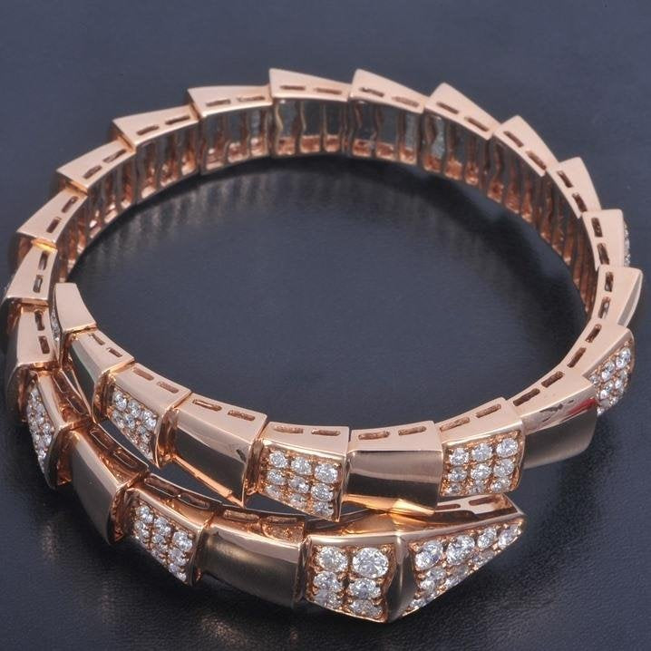 [Charm Aries Jewelry]SERPENTI WIDE BRACELET PINK GOLD DIAMOND