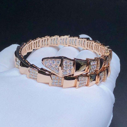 [Charm Aries Jewelry]SERPENTI WIDE BRACELET PINK GOLD DIAMOND