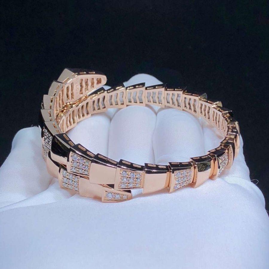 [Charm Aries Jewelry]SERPENTI WIDE BRACELET PINK GOLD DIAMOND