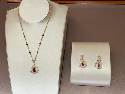 [Charm Aries Jewelry]DREAM NECKLACE CARNELIAN DIAMOND PINK GOLD