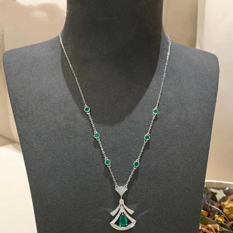 [Charm Aries Jewelry]DREAM NECKLACE MALACHITE DIAMOND SILVER