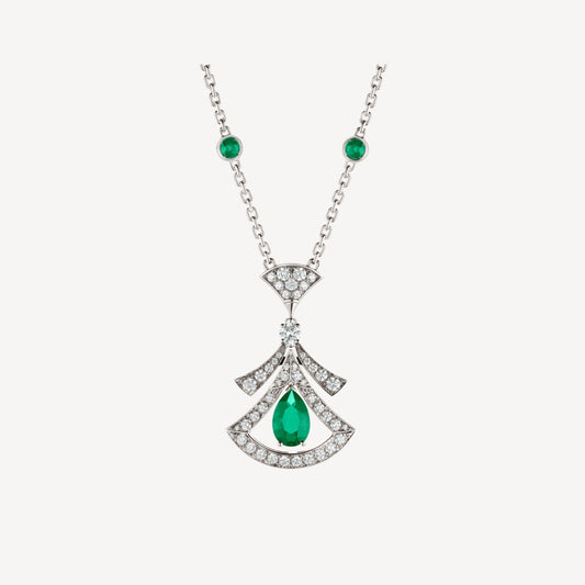 [Charm Aries Jewelry]DREAM NECKLACE MALACHITE DIAMOND SILVER