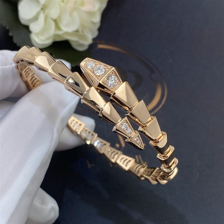 [Charm Aries Jewelry]SERPENTI BRACELET DIAMONDS PINK GOLD