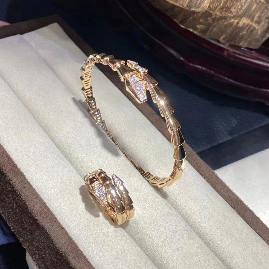 [Charm Aries Jewelry]SERPENTI BRACELET DIAMONDS PINK GOLD
