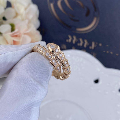 [Charm Aries Jewelry]SERPENTI RING PINK GOLD DIAMOND PAVED 4MM