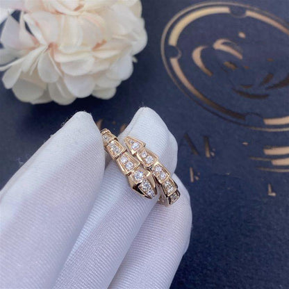 [Charm Aries Jewelry]SERPENTI RING PINK GOLD DIAMOND PAVED 4MM