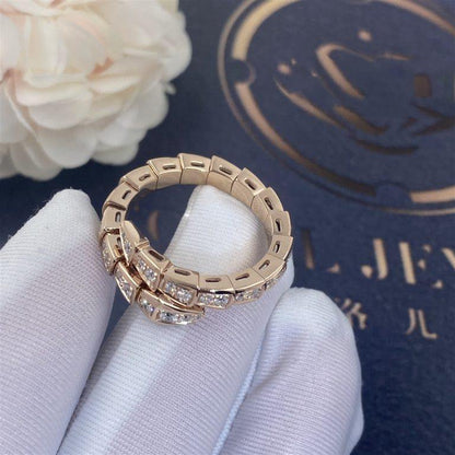 [Charm Aries Jewelry]SERPENTI RING PINK GOLD DIAMOND PAVED 4MM