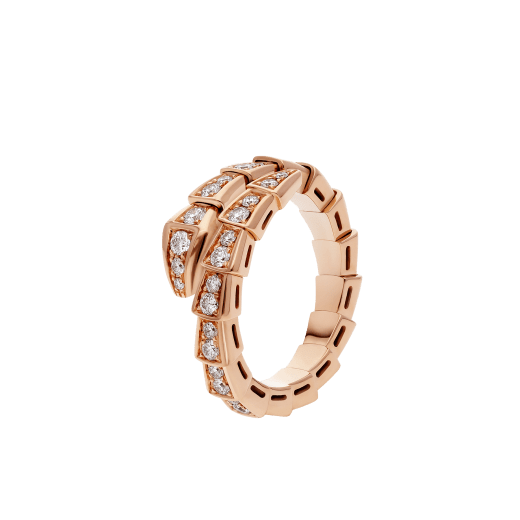 [Charm Aries Jewelry]SERPENTI RING PINK GOLD DIAMOND PAVED 4MM