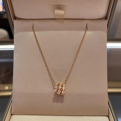 [Charm Aries Jewelry]SERPENTI PINK GOLD NECKLACE DOUBLE RING DIAMOND