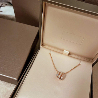 [Charm Aries Jewelry]SERPENTI PINK GOLD NECKLACE DOUBLE RING DIAMOND