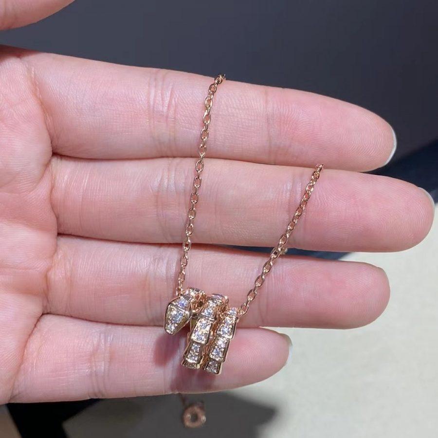 [Charm Aries Jewelry]SERPENTI PINK GOLD NECKLACE DOUBLE RING DIAMOND