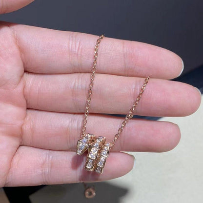 [Charm Aries Jewelry]SERPENTI PINK GOLD NECKLACE DOUBLE RING DIAMOND