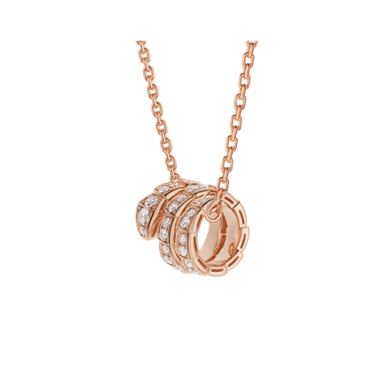 [Charm Aries Jewelry]SERPENTI PINK GOLD NECKLACE DOUBLE RING DIAMOND