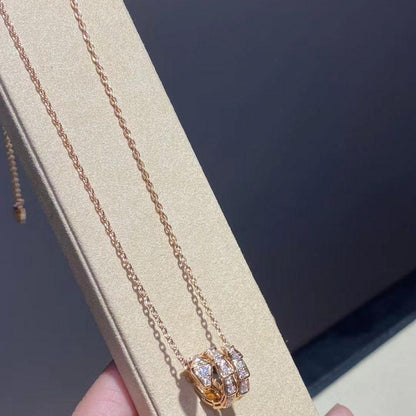 [Charm Aries Jewelry]SERPENTI PINK GOLD NECKLACE DOUBLE RING DIAMOND