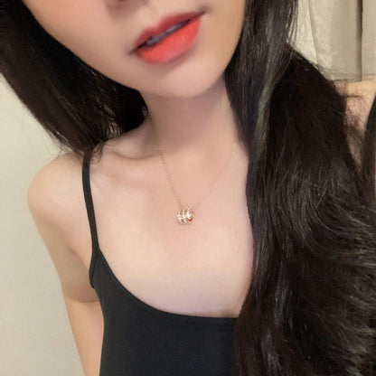 [Charm Aries Jewelry]SERPENTI PINK GOLD NECKLACE DOUBLE RING DIAMOND
