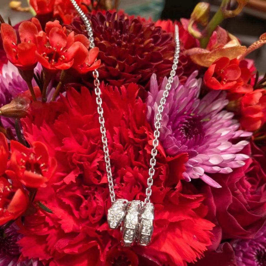 [Charm Aries Jewelry]SERPENTI  NECKLACE DOUBLE RING DIAMOND