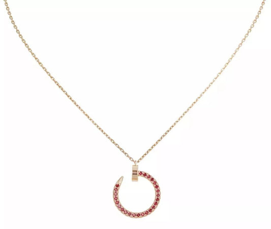 [Charm Aries Jewelry]JUSTE NECKLACE GOLD RED DIAMONDS