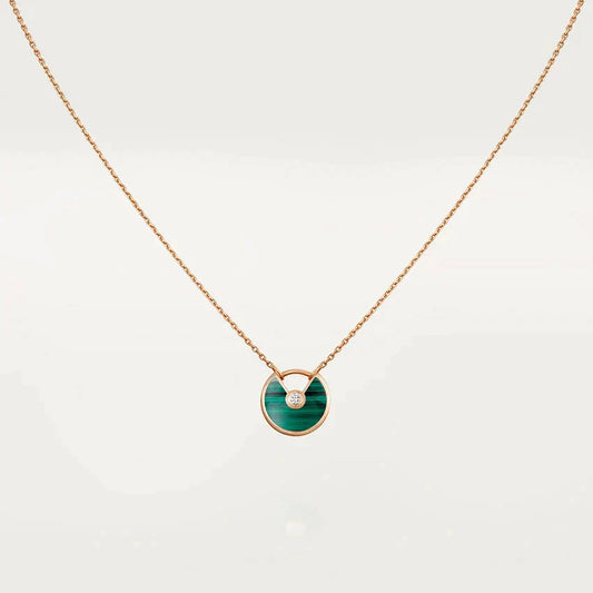[Charm Aries Jewelry]AMULETTE ROSE GOLD MALACHITE NECKLACE