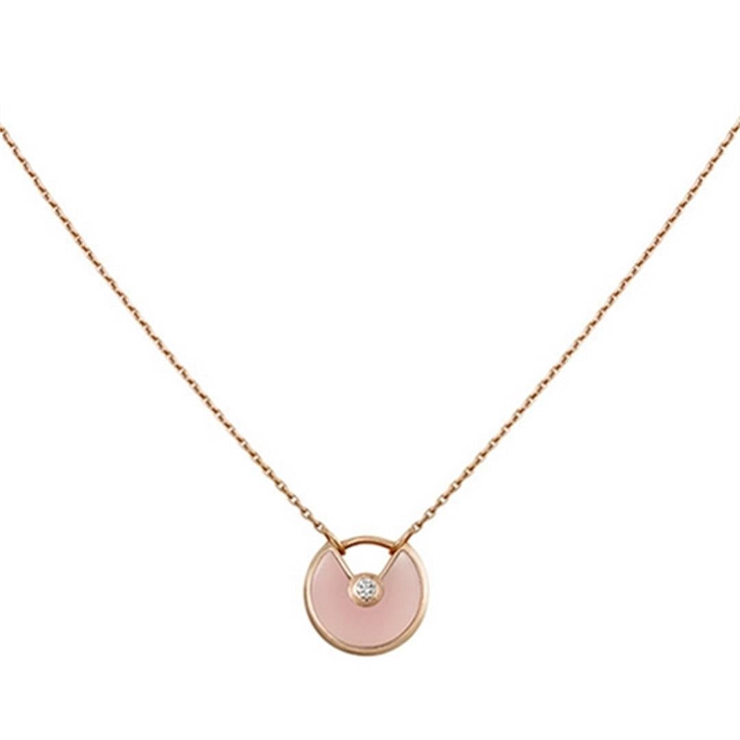 [Charm Aries Jewelry]AMULETTE ROSE GOLD PINK MOP NECKLACE