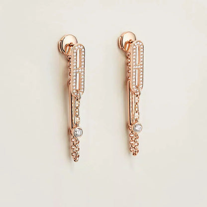 [Charm Aries Jewelry]CHAINE CHAOS DIAMOND DROP EARRINGS