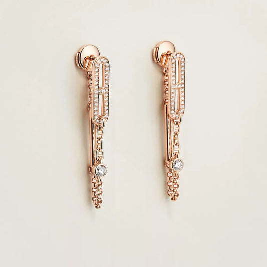 [Charm Aries Jewelry]CHAINE CHAOS DIAMOND DROP EARRINGS