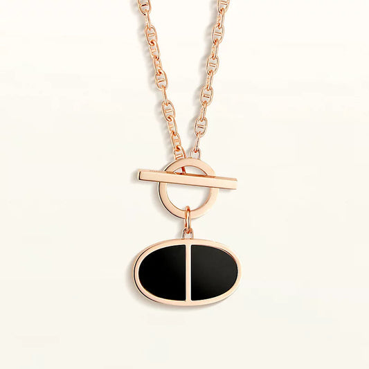 [Charm Aries Jewelry]CHAINE VERSO BLACK CERAMIC NECKLACE