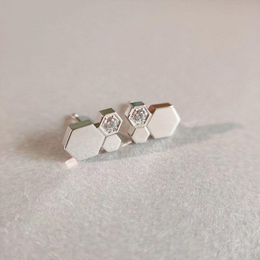 [Charm Aries Jewelry]BEE LOVE SILVER DIAMOND EARRINGS