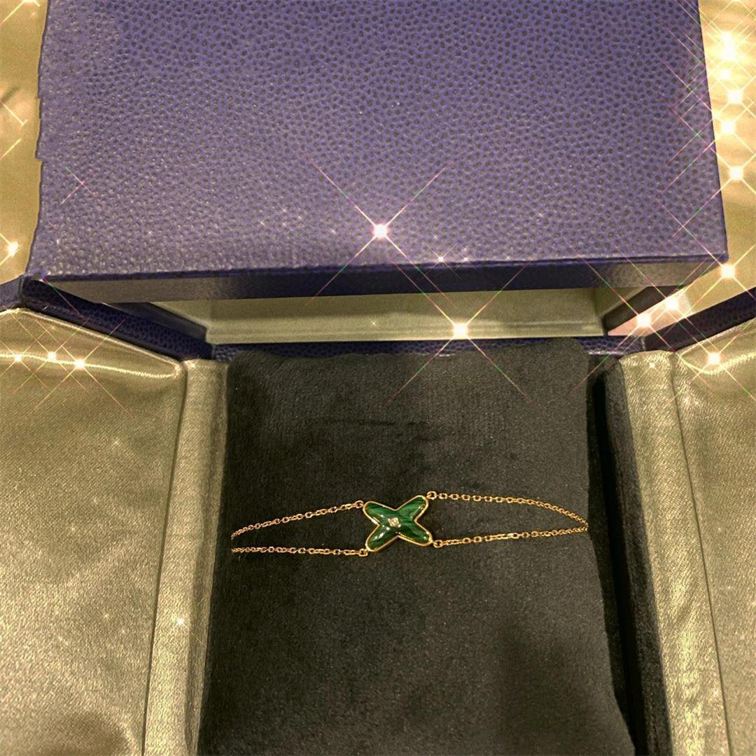 [Charm Aries Jewelry]JEUX BRACELET MALACHITE PINK GOLD 1 DIAMOND