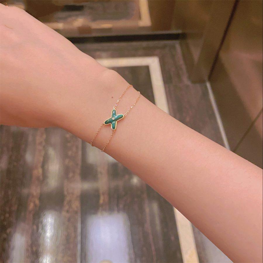 [Charm Aries Jewelry]JEUX BRACELET MALACHITE PINK GOLD 1 DIAMOND