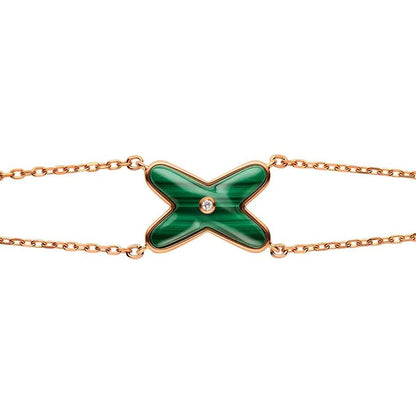 [Charm Aries Jewelry]JEUX BRACELET MALACHITE PINK GOLD 1 DIAMOND